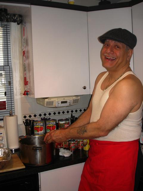 Steve so happy making his sauce ... Jan 2010