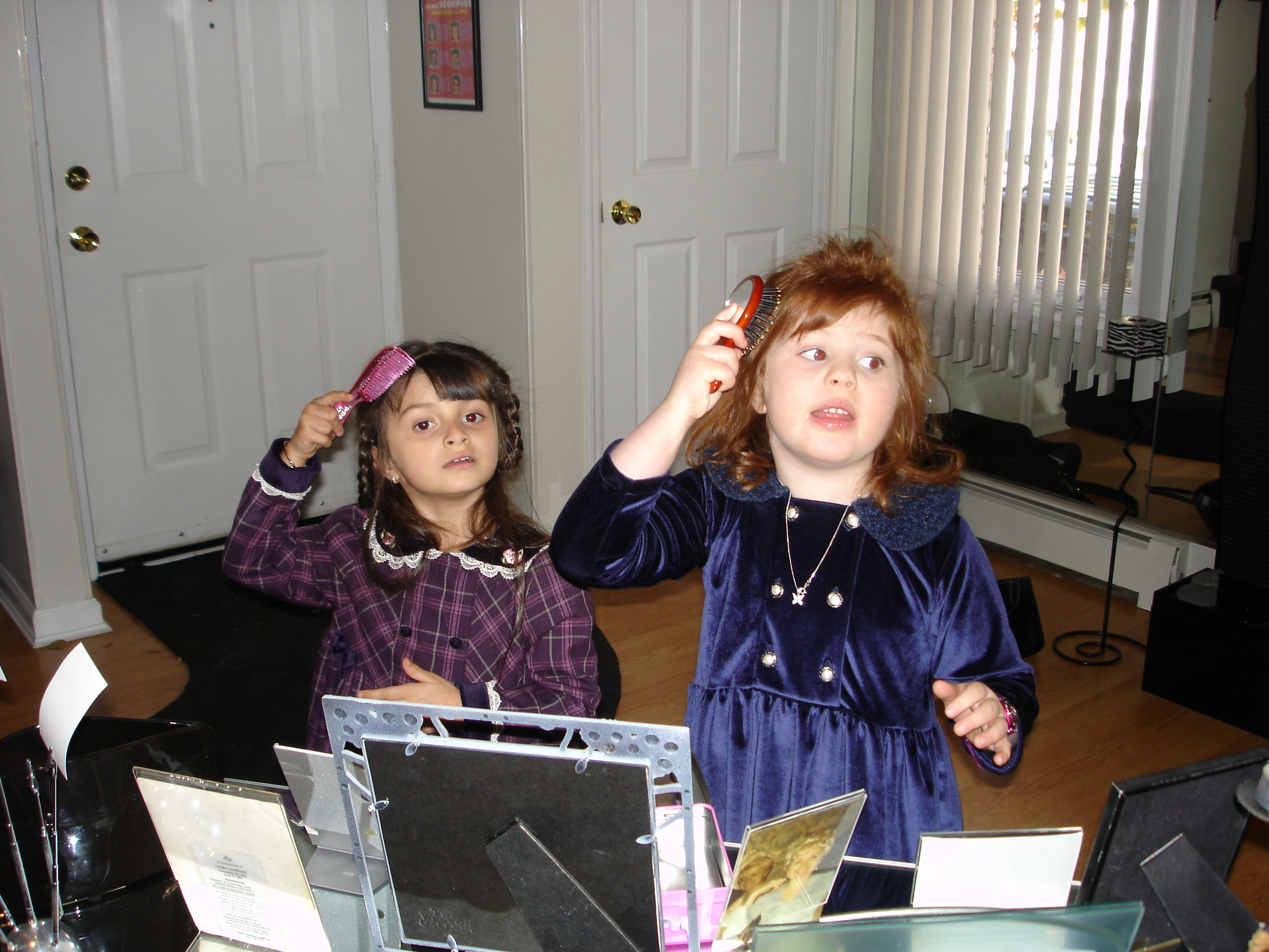 Brushing their hair