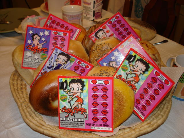 Our yearly "Bagels & Scratch Lotto Tickets"