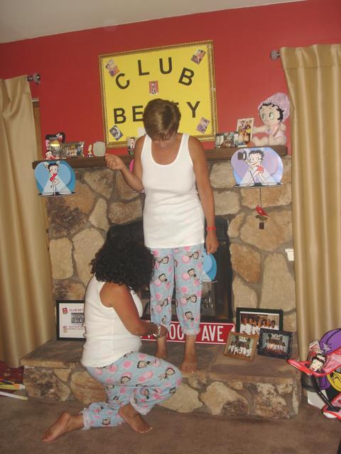 Trying on new Betty Boop PJ's from Kathy