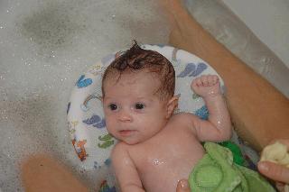 Sienna's first bath