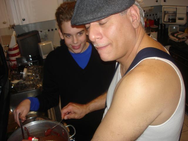 Brian stopped by to watch Steve make the sauce