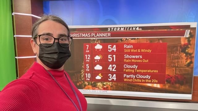 christmas day Mandy giving weather report